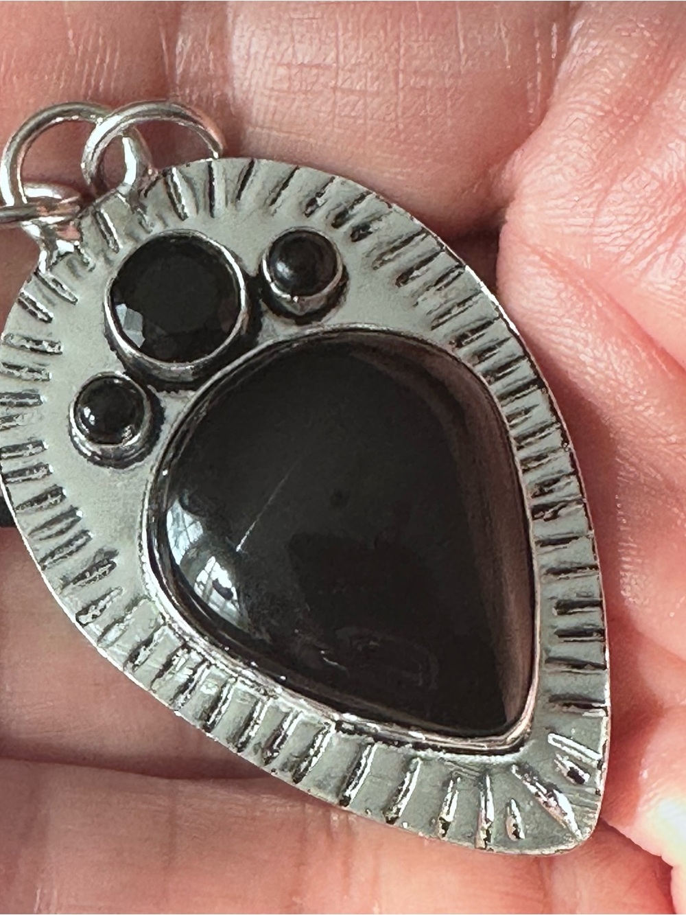 Artisan Black Agate Teardrop Pendant Necklace Rubyrudi